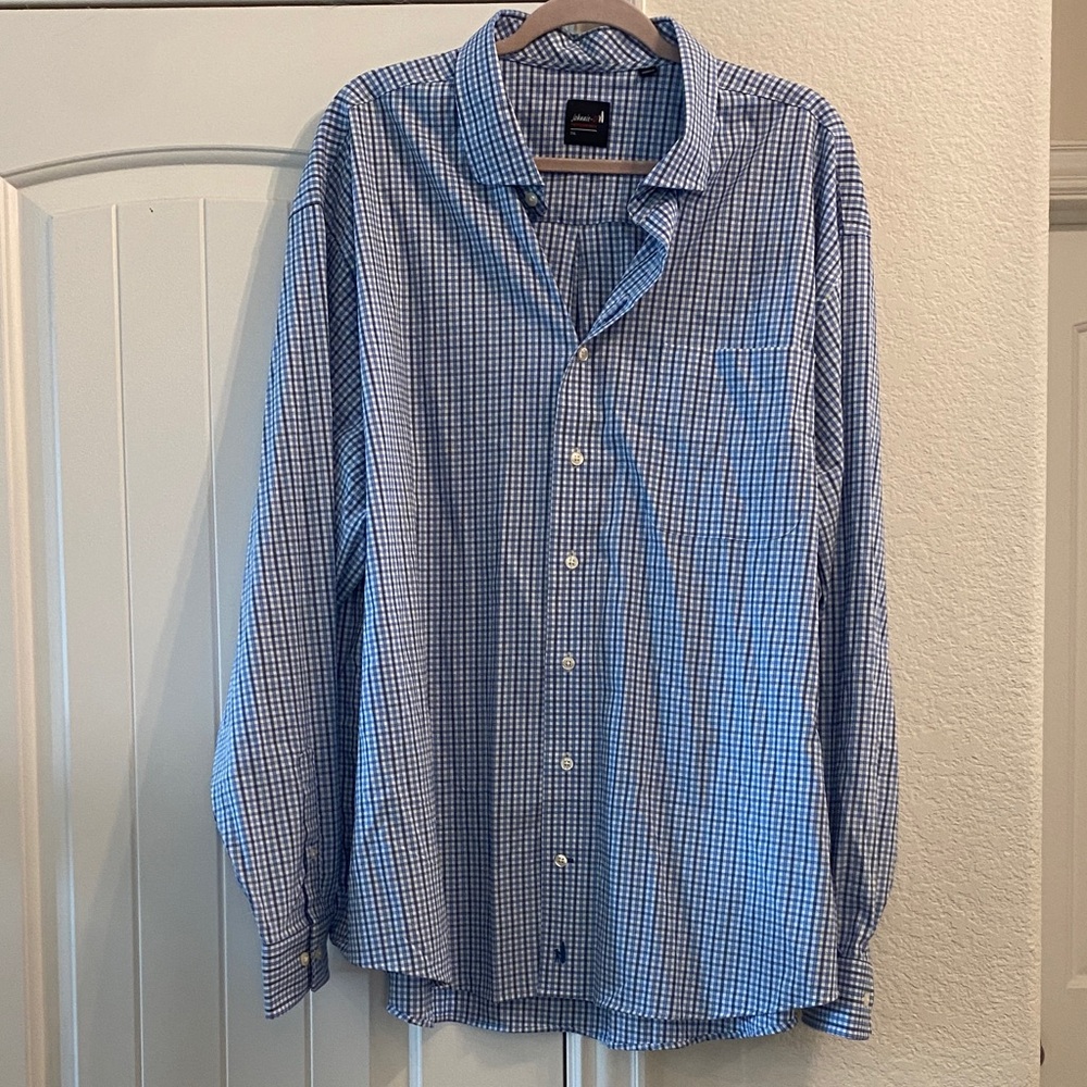 Johnnie-O Blue Checkered Men's Shirt, 3XL